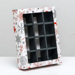 Коробка под 12 конфет "Подарки", 19 х 15 х 3,6 см, кондитерская упаковка