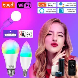 15 Вт TUYA Smart Wifi Лампа B22 E14 RGB Светодиодная лампа E27 Alexa Лампа Google Home 85-265 В CW WW Диммируемые Волшебные лампочки Голосовое управление B22 10W