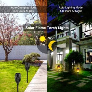 1-12Pack Flickering Flame Solar Torch Lights Garden Decor Waterproof Outdoor Solar Light for Yard Porch Lawn Patio Decorative