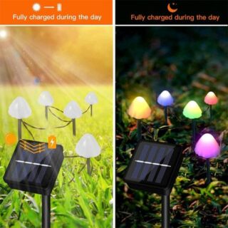 2025 Solar Garden Lights Outdoor Mushroom Solar String Lights 8 Modes Waterproof Solar Landscape Lights for Pathway Wedding 460 3.5M-10Mushroom разноцветный