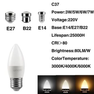 2 шт. 220 В светодиодная лампа C37 3 Вт-7 Вт E27 B22 E14 теплый белый дневной белый холодный белый светильник для украшения дома