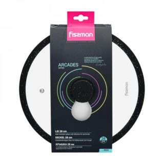 Fissman Glass Lid 28cm Arcades With Silicone Rim Black