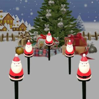 2025 Christmas Solar Stake Lights Waterproof Battery Santa Claus Lawn Lights Pathway Christmas Decorations LED Lights Lawn 570 5 LED