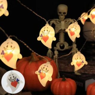2025 Halloween Decoration LED String Lights Festival Indoor Atmosphere Room Battery Ghost LED Lights Outdoor Waterproof 512 1.5M10 bulbs battery синий