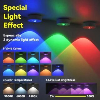 1-9 шт. светодиодный ночник беспроводной шкаф лампа RGB 12 цветов пульт дистанционного управления тип-C перезаряжаемый для освещения коридора комнаты шкафа
