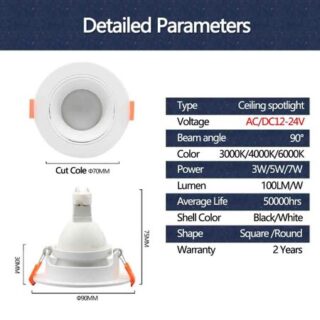 10-50pcs Low pressure MR16 5W LED Spotlight Bulb DC 12V 24V Ceiling  Warm light Angle Adjustable Rotating Indoor Lighting 10 pcs