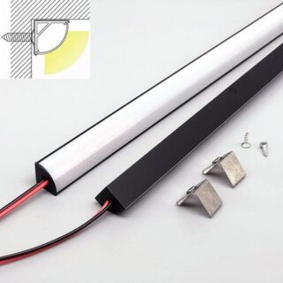 0,5 м AC220V V-образный светодиодный черный трубчатый светильник, алюминиевые профили SMD2835, настенный угловой канал, молочная крышка, шкаф, линейные светодиодные ленты 1pcs
