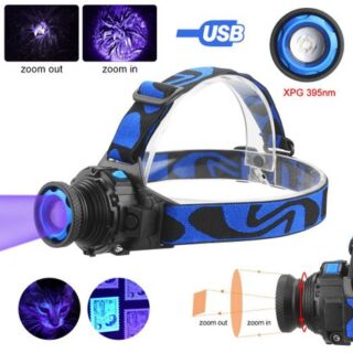 395 нм УФ-фара, ультрафиолетовый зум-фара, USB-зарядка, фиолетовый фонарик, охотничий фонарь для ловли скорпионов, детектор мочи домашних животных