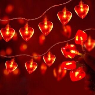 2PCS Heart Shaped String Lights 20 LEDs for Valentines Day 3m Wedding Mother s Day Christmas Party Favors Heart Shaped Lights Red 2M красный
