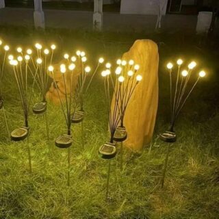 10 Lights Solar Lawn Lamp Garden Lamp, LED Wind-driven FireflyGround Plug Lamp, Garden Ramadan Decoration Festival Lamp 10 head warm light