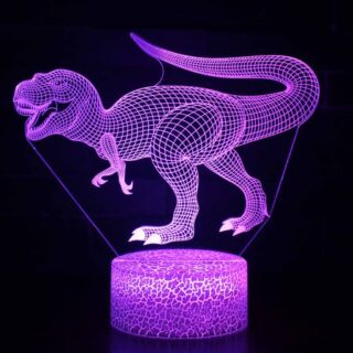 3D милый ночник в виде динозавра, детская светодиодная лампа в виде динозавра, прекрасный USB-ночник для акриловых очков, настольный ночник для детей, подарочная лампа, декор для спальни 7 Color Black base
