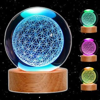 1 шт. 3D лазерная гравировка Цветок Жизни Хрустальный Шар RGB 16 Цветов Ночная Подсветка Чакра Исцеление Сетка Цветочный Шар Духовный Подарок