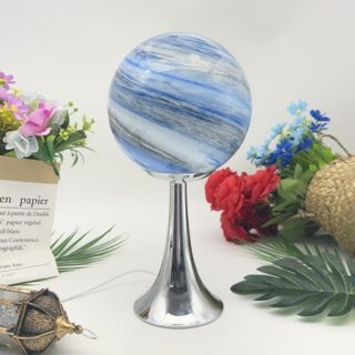 3D луна стеклянная лампа USB питание планета мини ночник с деревянной подставкой дети девочки украшение дома украшение дома атмосфера 12CM