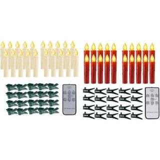 20Pcs Flashing Flameless LED Electronic Candle Remote Control LED Flickering Electric Pillar Candles Flameless Electronic Lamps 20PCS