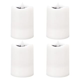4Pcs Solar Powered LED Candle Light Yellow Flicker Tea Lamp Courtyard Solar Decorative Lamp for