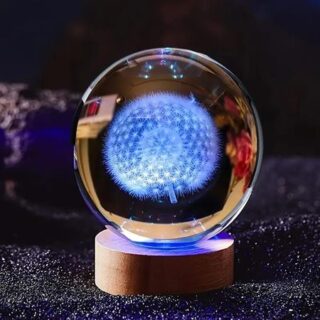 1 шт. 3D лазерный резной хрустальный шар-светильник в виде одуванчика, украшение для ночника, праздничная вечеринка, сувенир на годовщину премии «Одуванчик» одуванчиковый