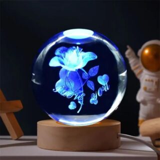 1 шт. 3D Rose Crystal Ball цветные ночники, праздничные подарки для подруг, жен и друзей, декор интерьера и дома ярко-розовый
