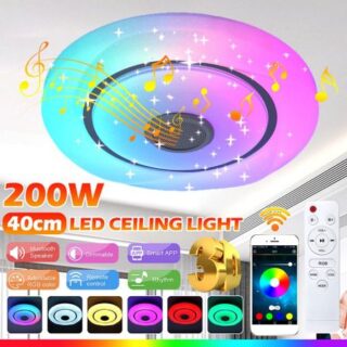200 Вт AC180-265V RGB с регулируемой яркостью, музыкальный потолочный светильник, потолочные светильники для дома, Bluetooth-динамик, потолочный светильник с пультом дистанционного управления и управлением через приложение