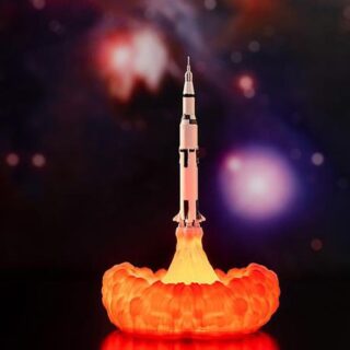 3D-принт Космическая ракета Ночной светильник Светодиодная настольная лампа Декор для дома белый
