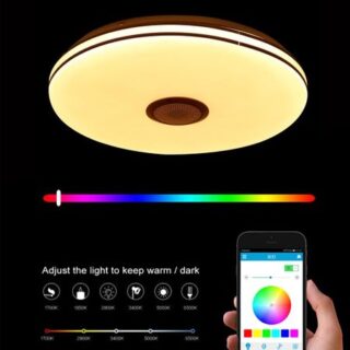 40 см, 200 Вт, RGB с регулируемой яркостью, музыкальный потолочный светильник, 85-265 В, домашнее освещение, приложение, дистанционное управление, Bluetooth, музыкальный светильник, умный светодиодный светильник для спальни