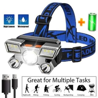 2022 HF 5LED налобный фонарь USB Перезаряжаемый портативный фонарик Фонарь налобный фонарь 4 режима Открытый Кемпинг Рыбалка Велоспорт Охота Фара 1× Head lamp оранжевый