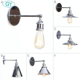 Хромированная отделка Винтажный промышленный настенный светильник Loft Metal E27 Настенный светильник Retro Deco Лестница Коридор Балкон Ванная комната Освещение туалетного столика