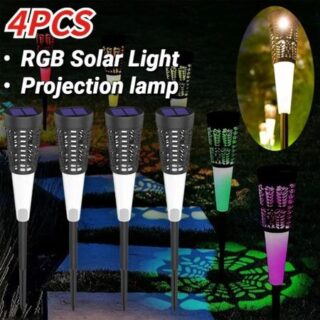 4PCS Solar Outdoor Light, Flashing Color Changing LED Solar Outdoor Light, Solar Garden Light For Walkway Garden Courtyard White+colored light-4pc