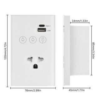 2,4 ГГц WiFi настенный сенсорный выключатель света с USB-розеткой Type-C, требуется нейтральный провод, 2 направления 1 Way US Plug белый