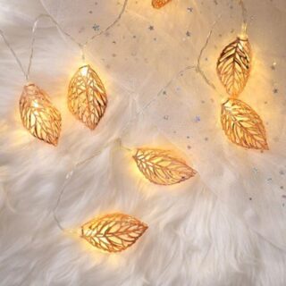 2M 10LED гирлянды с железными листьями для свадьбы, праздника, свадьбы золотой