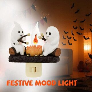 110 В США Plug In Night Light Halloween Ghost Pumpkin Night Light Fashion Ghost Campfire Nightlight Ghost Campfire Flicker
