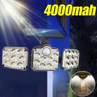 4000mah 138LED Solar Lights Outdoor Motion Sensor Human Induction Adjustable Head IP65 Waterproof Solar Power Wall Lamp Integrated model