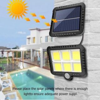 120LED Солнечный настенный светильник Уличный водонепроницаемый PIR датчик движения Освещение Парк Двор Забор Улица Сад Декоративный светильник 0-5W синий