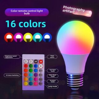 Цветная лампочка RGB с дистанционным управлением, светодиодная подсветка с регулируемой яркостью для создания атмосферы, 16 цветов, любимица знаменитостей в Интернете. 7W A60 yellow light bulb жёлтый