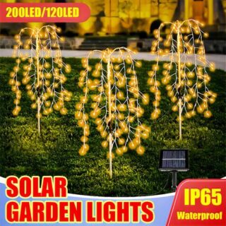 200LED 120LED гирлянда для наружного освещения ивы на солнечной энергии, декоративные светильники, 8 режимов освещения, садовая терраса, дорожка 120LED Color-1pcs