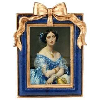 Фоторамка настольная Glasar синяя с декором бант, 10x2x13 см