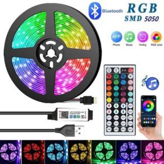 44 клавиши 5050 Smart Bluetooth 5050 Светодиодные ленты Инфракрасное управление RGB5050 Гибкая 5 В неоновая ледяная лампа для украшения спальни Подсветка телевизора IR 24keys&0.5 M